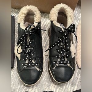 Golden goose 38 black leather shearling